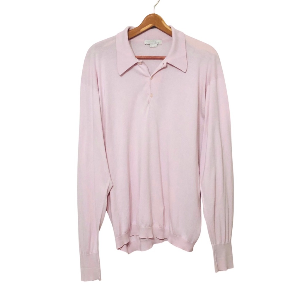 John Smedley for Bergdorf Goodman Polo Mens Size XXL Sea Island Cotton Vtg Pink